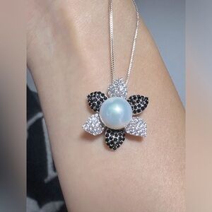 S925 silver necklace chain with fresh water pearl pendant